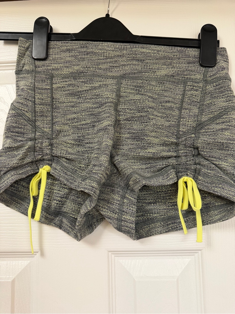 lululemon athletica Gray Heather Athletic Shorts with Neon Yellow Drawstrings